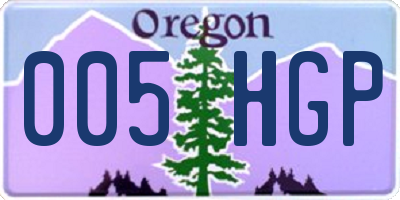 OR license plate 005HGP