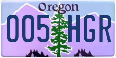 OR license plate 005HGR