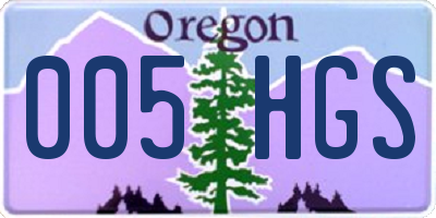 OR license plate 005HGS