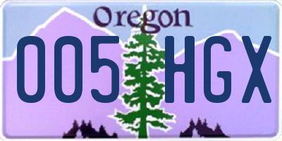 OR license plate 005HGX