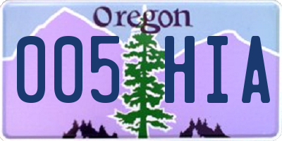 OR license plate 005HIA