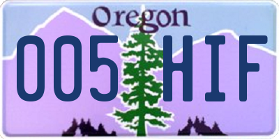OR license plate 005HIF