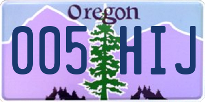 OR license plate 005HIJ