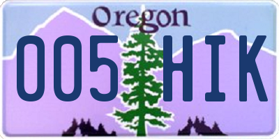 OR license plate 005HIK