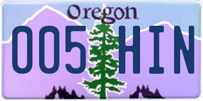 OR license plate 005HIN