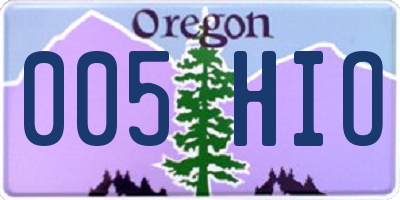 OR license plate 005HIO