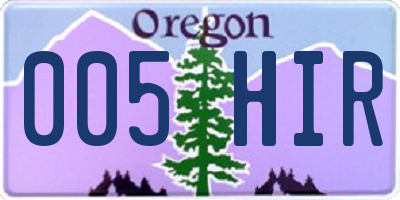 OR license plate 005HIR