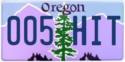 OR license plate 005HIT
