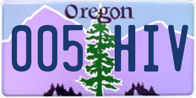 OR license plate 005HIV