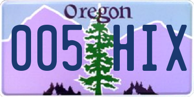 OR license plate 005HIX