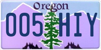 OR license plate 005HIY