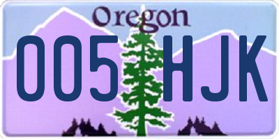 OR license plate 005HJK