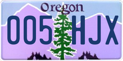 OR license plate 005HJX