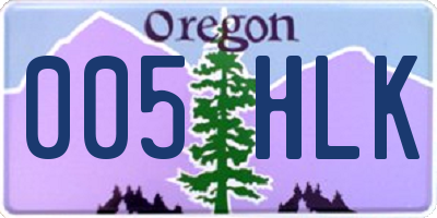 OR license plate 005HLK