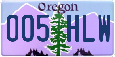 OR license plate 005HLW