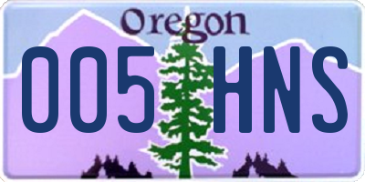 OR license plate 005HNS