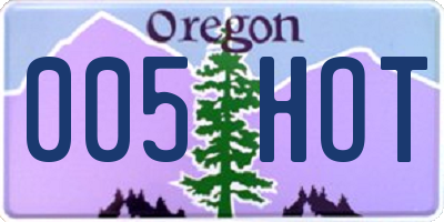 OR license plate 005HOT