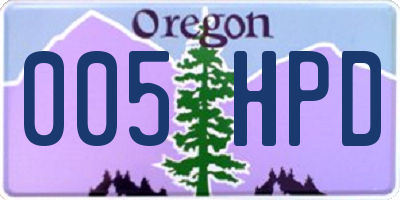 OR license plate 005HPD