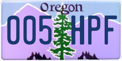 OR license plate 005HPF