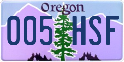 OR license plate 005HSF
