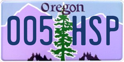 OR license plate 005HSP