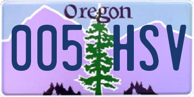 OR license plate 005HSV