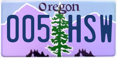 OR license plate 005HSW