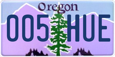 OR license plate 005HUE