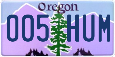 OR license plate 005HUM