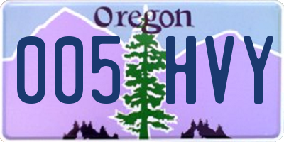 OR license plate 005HVY