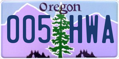 OR license plate 005HWA