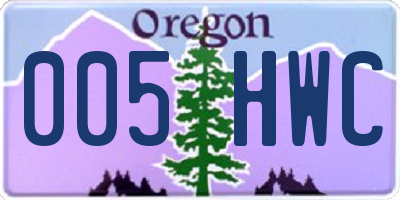OR license plate 005HWC