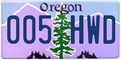 OR license plate 005HWD