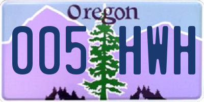 OR license plate 005HWH