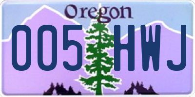 OR license plate 005HWJ