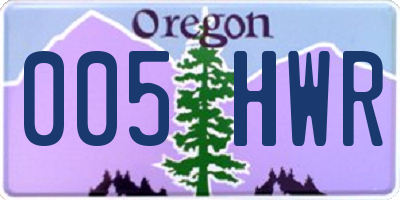 OR license plate 005HWR