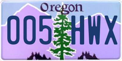 OR license plate 005HWX