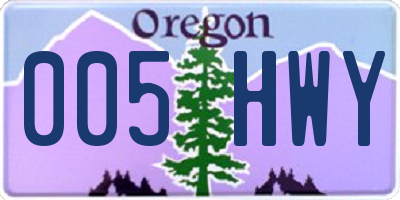 OR license plate 005HWY
