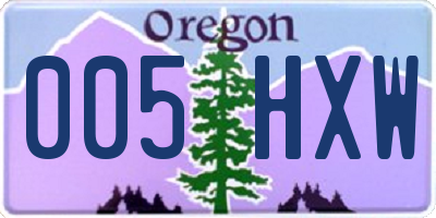 OR license plate 005HXW