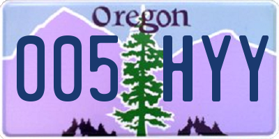 OR license plate 005HYY