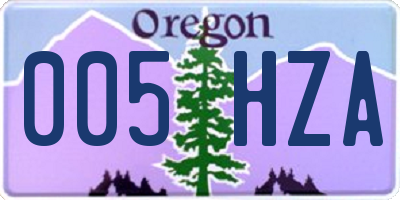 OR license plate 005HZA