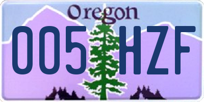 OR license plate 005HZF