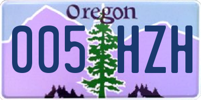 OR license plate 005HZH