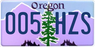 OR license plate 005HZS