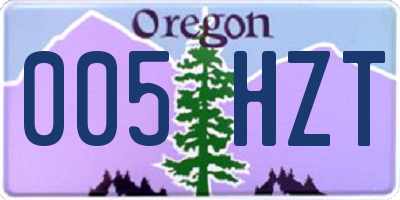 OR license plate 005HZT