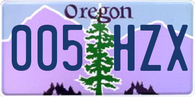 OR license plate 005HZX
