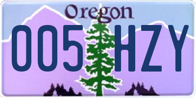 OR license plate 005HZY