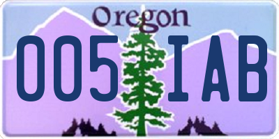 OR license plate 005IAB