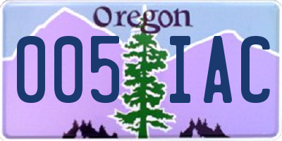 OR license plate 005IAC