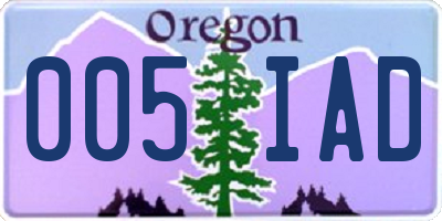 OR license plate 005IAD